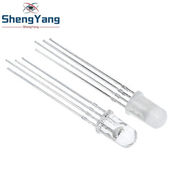 TZT 10pcs Multicolor 4pin 5mm RGB Led Diode Light Lamp Tricolor Round Common Anode LED F5 Light Emitting Diode Red Green Blue