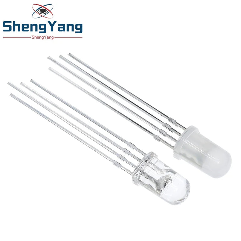 TZT 10pcs Multicolor 4pin 5mm RGB Led Diode Light Lamp Tricolor Round Common Anode LED F5 Light Emitting Diode Red Green Blue
