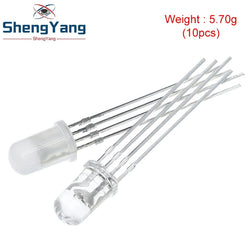TZT 10pcs Multicolor 4pin 5mm RGB Led Diode Light Lamp Tricolor Round Common Anode LED F5 Light Emitting Diode Red Green Blue