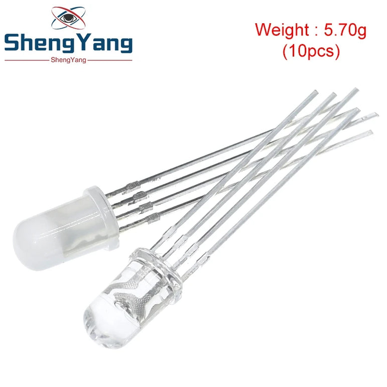 TZT 10pcs Multicolor 4pin 5mm RGB Led Diode Light Lamp Tricolor Round Common Anode LED F5 Light Emitting Diode Red Green Blue