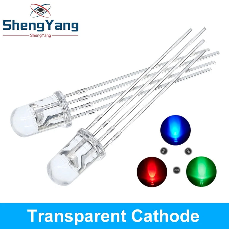 TZT 10pcs Multicolor 4pin 5mm RGB Led Diode Light Lamp Tricolor Round Common Anode LED F5 Light Emitting Diode Red Green Blue