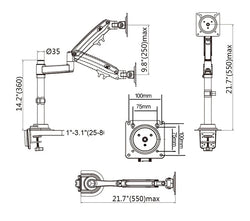 NEW NB H100 Gas Spring 22-35" LCD LED Monitor Holder Arm Full Motion Desktop Monitor TV Mount Bracket Load 2-12 kgs