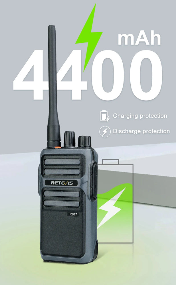 RETEVIS Walkie Talkie PMR RB617 Two-way Radio ht Communicator RB17 PTT Walkie-Talkies 2 pcs 4400mAh for Hunting Hotel Restaurant