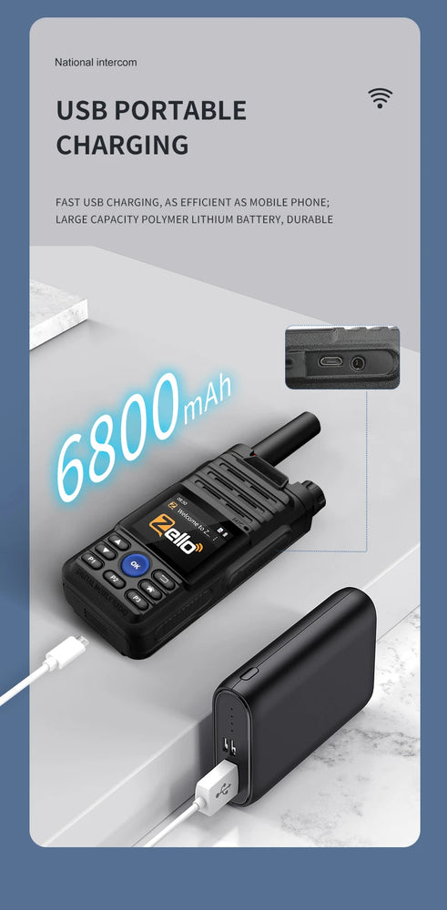 Earphones Desktop Charger 4G Gps Zello Walkie Talkie Long Range Mobile Ham POC Radio Amateur Android Walkie Talkie 50km 100 km