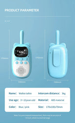 2PCS Kids Mini Walkie Talkie Rechargeable 1000mAh Handheld 0.5W 3km Radio Transceiver Interphone Child Christmas Toys Gifts
