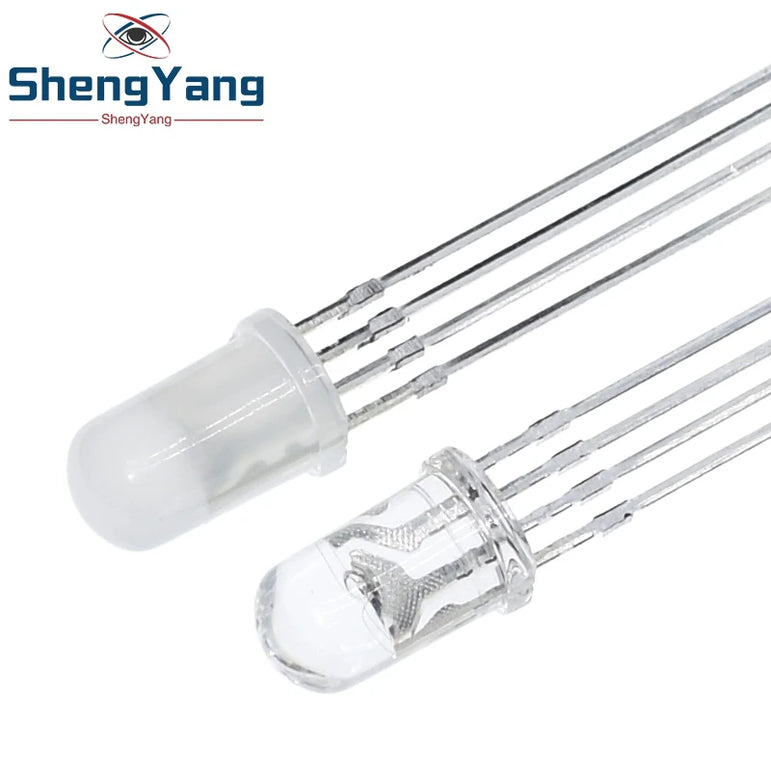 TZT 10pcs Multicolor 4pin 5mm RGB Led Diode Light Lamp Tricolor Round Common Anode LED F5 Light Emitting Diode Red Green Blue