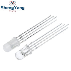 TZT 10pcs Multicolor 4pin 5mm RGB Led Diode Light Lamp Tricolor Round Common Anode LED F5 Light Emitting Diode Red Green Blue