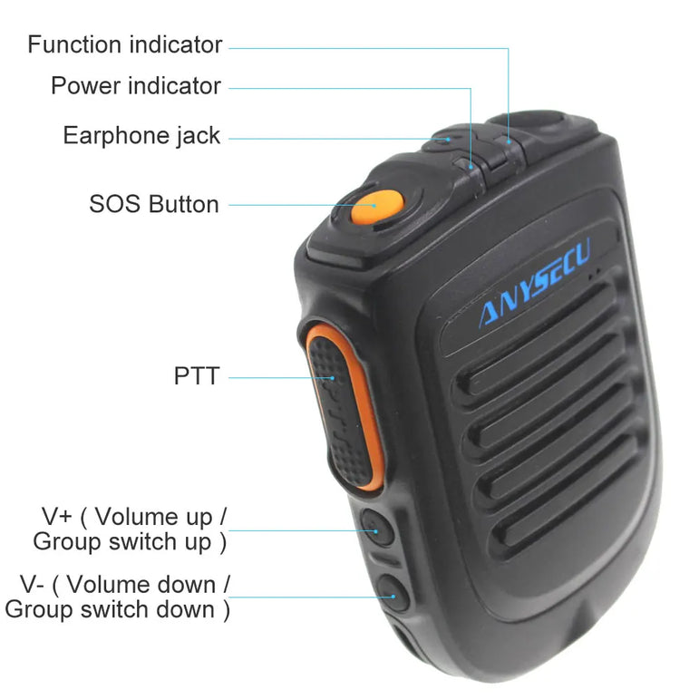 Wireless PTT Bluetooth Handsfree Speaker B01 Microphone for POC Android Network Radio Walkie Talkie Phone Work With Zello PTT