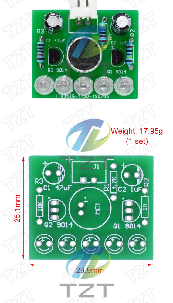 TZT 3V-5.5V Voice Activated Control Lamp LED Melody Light Module DIY Electronic Funny Kit Production Suite Learning Board