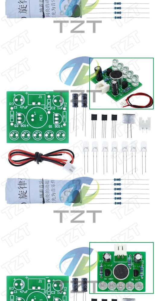 TZT 3V-5.5V Voice Activated Control Lamp LED Melody Light Module DIY Electronic Funny Kit Production Suite Learning Board