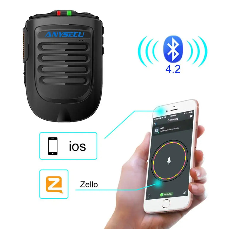 Wireless PTT Bluetooth Handsfree Speaker B01 Microphone for POC Android Network Radio Walkie Talkie Phone Work With Zello PTT