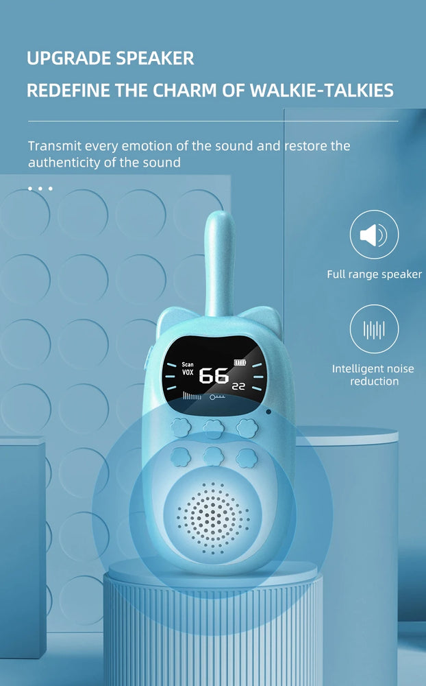 2PCS Kids Mini Walkie Talkie Rechargeable 1000mAh Handheld 0.5W 3km Radio Transceiver Interphone Child Christmas Toys Gifts