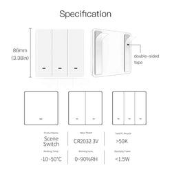 MOES Tuya ZigBee Wireless 9 Scene Switch Push Button Battery Powered Transmitter Smart Life App Automation 1/2/3 Gang