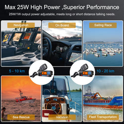 Retevis RA27 VHF Marine Radio Transceiver 25W IP67 Waterproof GPS NOAA Fixed-Mount Class D DSC Marine Transceiver (USA/INT/CAN)