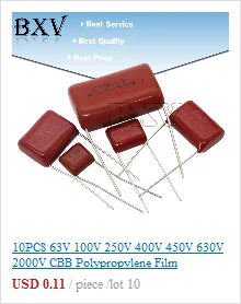 10PCS 275VAC Capacitor X2 Series 0.01UF ~ 2.2UF Polypropylene Film Capacitor New 10nf 100nf 150nf 200nf 680nf 470nf 1UF