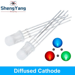TZT 10pcs Multicolor 4pin 5mm RGB Led Diode Light Lamp Tricolor Round Common Anode LED F5 Light Emitting Diode Red Green Blue