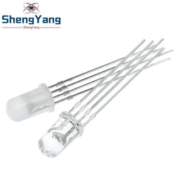 TZT 10pcs Multicolor 4pin 5mm RGB Led Diode Light Lamp Tricolor Round Common Anode LED F5 Light Emitting Diode Red Green Blue
