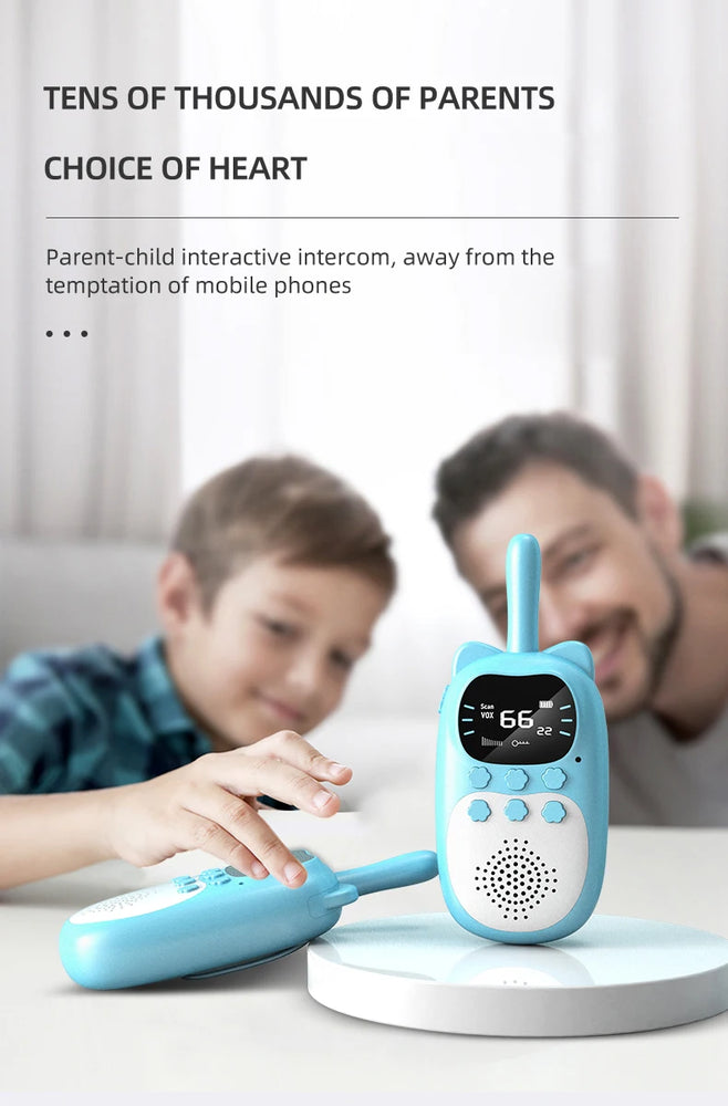 2PCS Kids Mini Walkie Talkie Rechargeable 1000mAh Handheld 0.5W 3km Radio Transceiver Interphone Child Christmas Toys Gifts