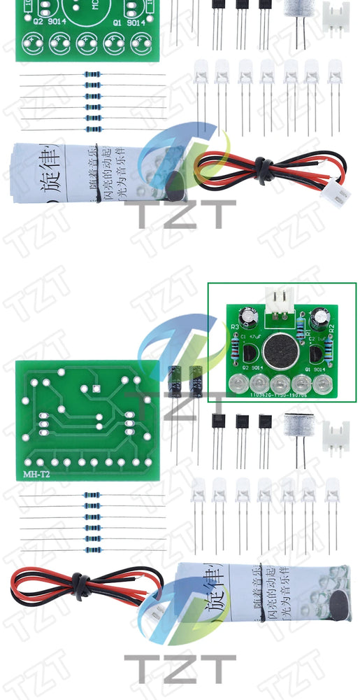 TZT 3V-5.5V Voice Activated Control Lamp LED Melody Light Module DIY Electronic Funny Kit Production Suite Learning Board