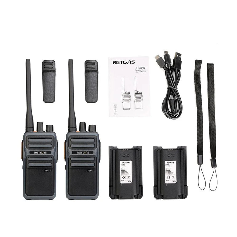 RETEVIS Walkie Talkie PMR RB617 Two-way Radio ht Communicator RB17 PTT Walkie-Talkies 2 pcs 4400mAh for Hunting Hotel Restaurant