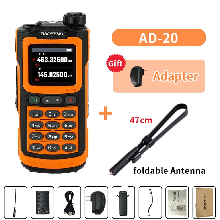 Baofeng AD-20 Walkie Talkie Full Band Analog/Digital Wireless Copy Frequency 1024CH Text Message Digital Encryption Record Radio