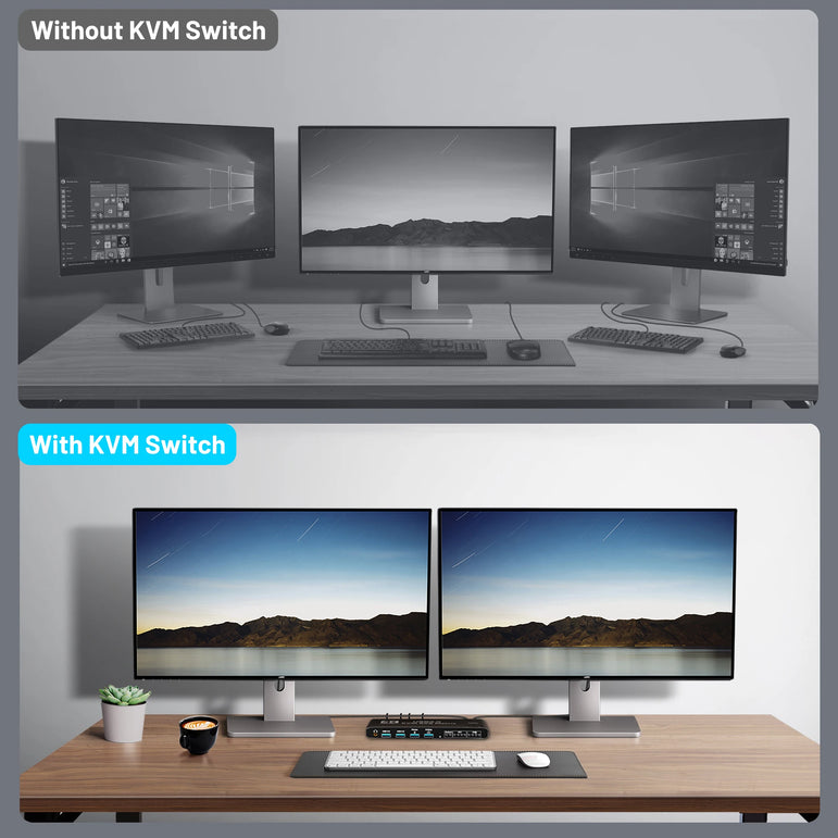KVM-HDMI2.0b KVM USB3.0 2x2 matrix 4K/60HZ with hotkeys/expansion, powered, black.