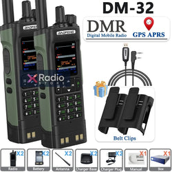 New BAOFENG DM-32 Walkie Talkie With Belt Holster DMR GPS 10W Programming Wireless Copy Frequency Type-C DM32 Ham Two Way Radios