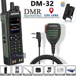 New BAOFENG DM-32 Walkie Talkie With Belt Holster DMR GPS 10W Programming Wireless Copy Frequency Type-C DM32 Ham Two Way Radios