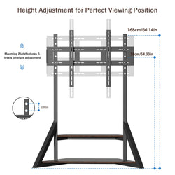 Adjustable Height Rolling Floor TV Stand Industrial Television TV Mount for 40-75 LCD LED Max Load 80KG
