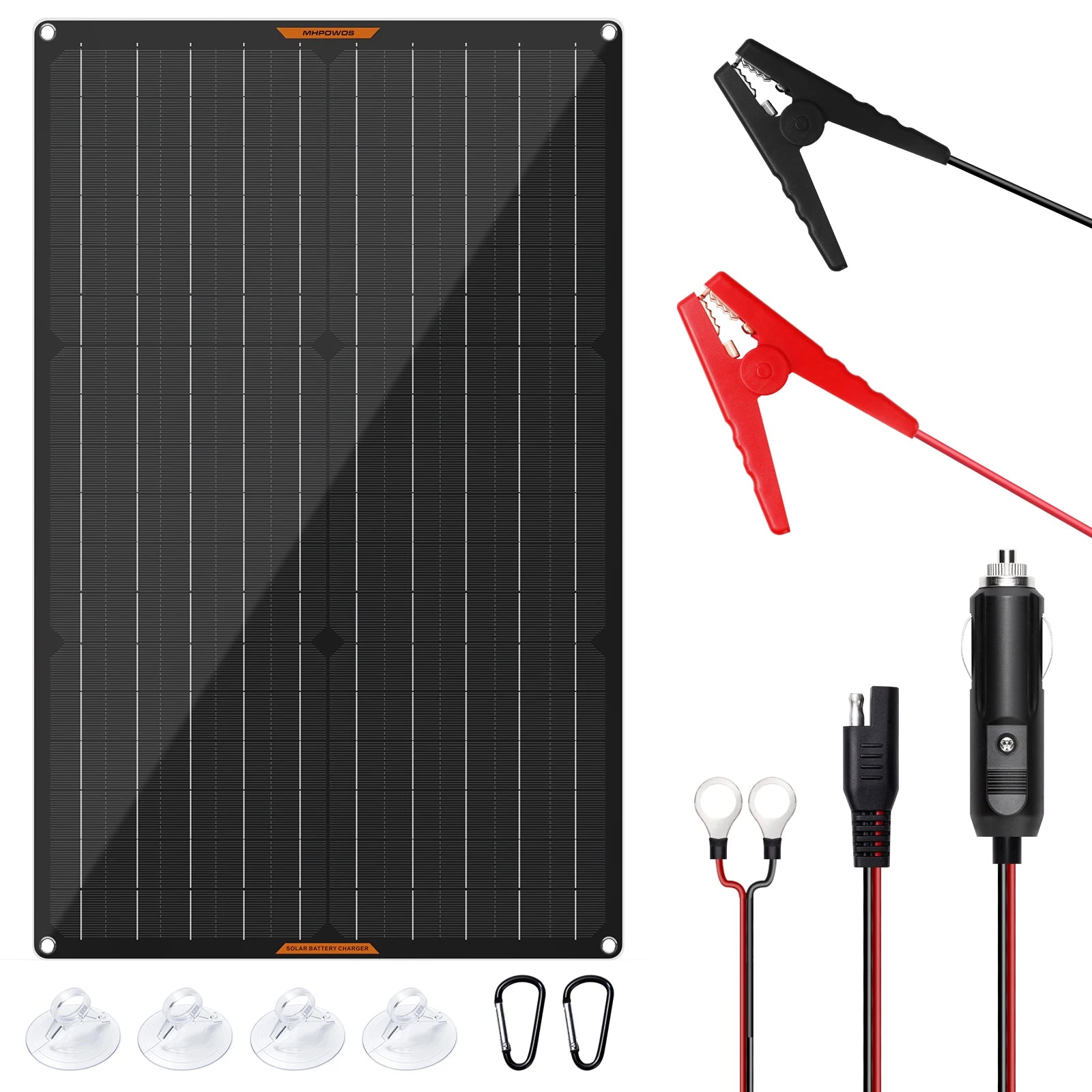 MHPOWOS Waterproof 30W 12V Solar Battery Charger & Maintainer 12 Volt Solar Panel Trickle Charging Kits for Car Boat Marine RV