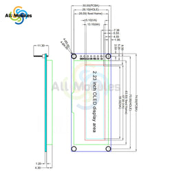 2.23 inch 24 Pin OLED Display 12832 LCD Screen SSD1305 Drive IC 128*32 SPI Interface White Green Yellow Blue