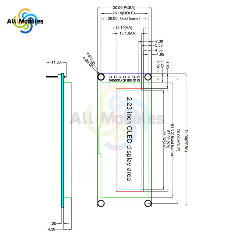 2.23 inch 24 Pin OLED Display 12832 LCD Screen SSD1305 Drive IC 128*32 SPI Interface White Green Yellow Blue