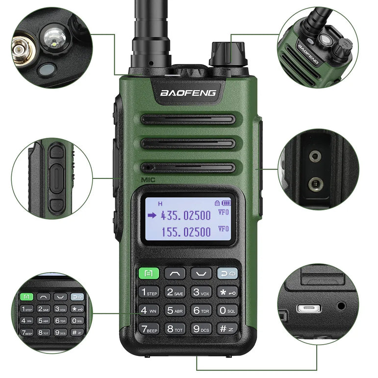 BaoFeng M-13 PRO V1 V2 High Power Multi Band Walkie Talkie Type C Charger Long Range Upgraded UV-13 PRO V1 V2 Ham Two Way Radio