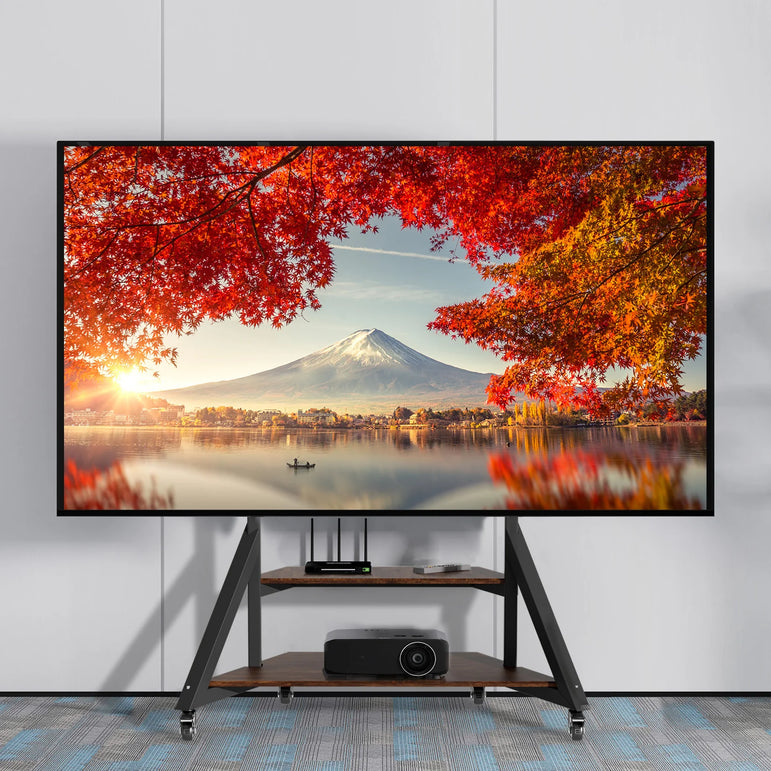 Adjustable Height Rolling Floor TV Stand Industrial Television TV Mount for 40-75 LCD LED Max Load 80KG