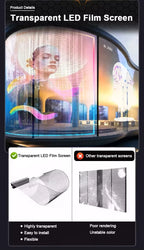 Trending High Transparency Soft Transparent LED Film Screen Glass Facade P6 P8 P10 Digital Signage Displays Flexible Display