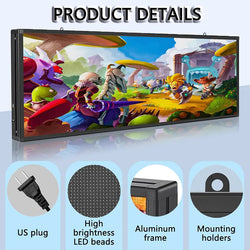 Outdoor PH5 mm 39"x14" Wifi + USB Programmable Scrolling LED Sign Message Board Full Color can Edit Text Image Animation Display
