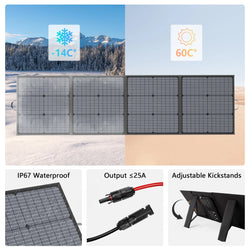 MHPOWOS 40V 220W Foldable Solar Panel, Waterproof IP67 Mobile Solar Charger for Power Supply, Laptop, Solar Generator, Fishing