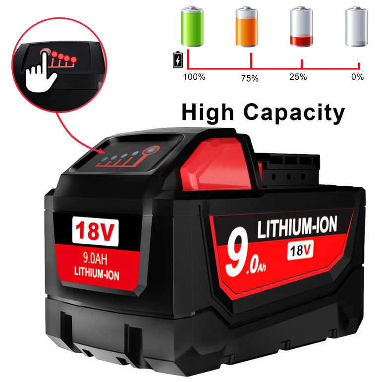 For Milwaukee 18V  M18 lithium 6.0Ah/9.0Ah XC Lithium Battery 48-11-1860 48-11-1850 48-11-1840 48-11-1820 Charger rechargeable P