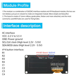 0.96 inch/1.3 inch  LCD Screen Board OLED Display Module IIC White SH1106 SSD1306 SSD1315 with 4x4 Key Matrix Keypadfor Arduino