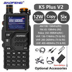 Baofeng 12W UV K5 Plus V2 Walkie Talkie Air Band AM Two Way Comumicador Station Amateur Ham Wireless Receiver Portable Radios