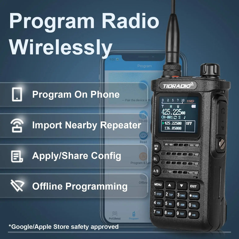 TIDRADIO 10W Walkie Talkie long range Portable Radio connection cell Phone Outdoor Programming Two Way Commutator TD-H8 VHF UHF