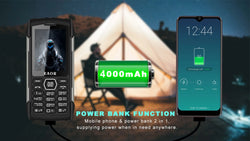 EAOR 2G Rugged Flashlight 4000mAh Big Battery Power Bank IP68 Waterproof 2.8 IPS large screen 0.3M cam MTK feature mobile Phone