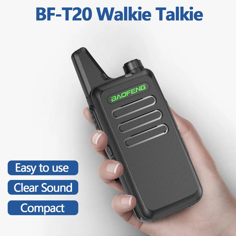 2PCS Mini Walkie Talkie Baofeng BF-T20 PortableTwo Way Radio Charging USB VOX For BF-C9 BF-888S KD-C1 for Station Hotel Hunting