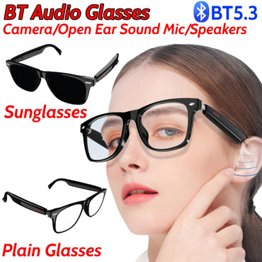 Smart Glasses AI Voice Assistant Camera Glasses Remote Shooting Outdoor Sport Glasses with Camera Open Ear Sound Mic Speakers