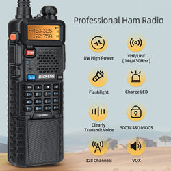 BAOFENG UV-5R 8W/5W 3800mAh High Power Ham Radio VHF&UHF Portable Two Way Radio Long Range Rechargeable Handheld Radio CB Radio