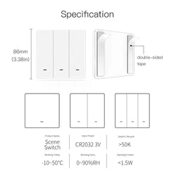 MOES Tuya ZigBee Wireless 9 Scene Switch Push Button Battery Powered Transmitter Smart Life App Automation 1/2/3 Gang