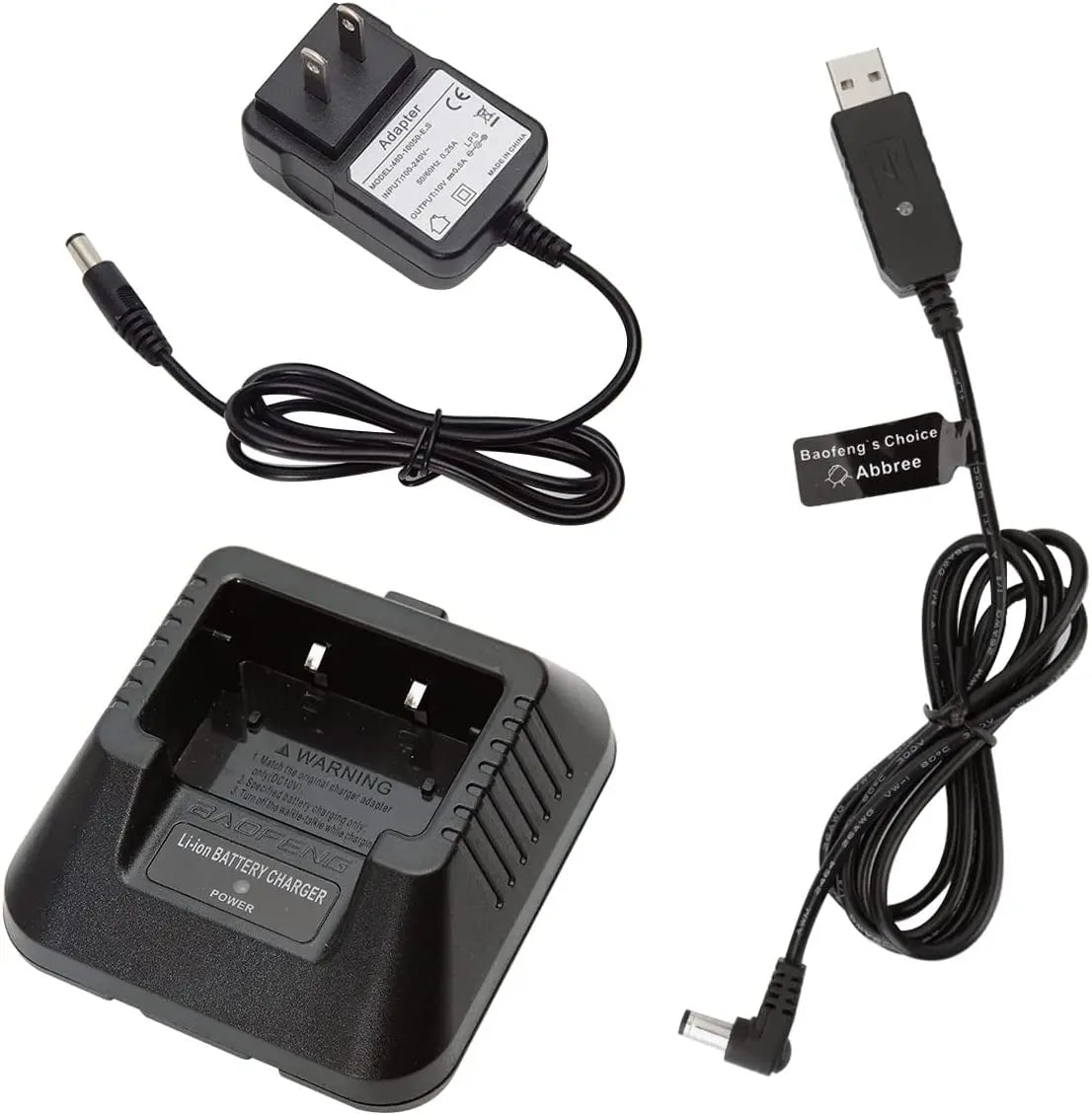 Baofeng Charger UV-5R BF-F8HP Charger Two-Way Radio Charger 100v-240v with Adapter + USB Charger Cable for UV-5R Series Walkie