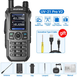Baofeng UV-21 Pro V2 Air Band Walkie Talkie Wireless Copy Frequency AM Type-C Long Range Upgrade UV-5R Ham Radio