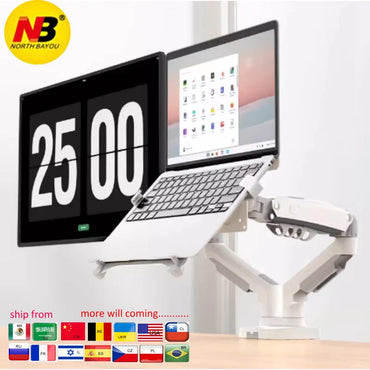 Northbayou F160-FP 10"-17" laptop mount 360 rotate 10"-27" air press full motion gas spring  10"-27" two monitor  clamp desk