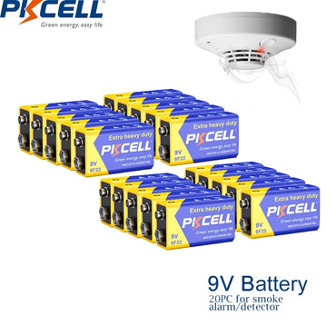 20pcs PKCELL  9V 6F22 Battery primary Carbon Zinc Super Heavy Duty PP3 Battery for Smoke Alarm ,warnning light KTV uses